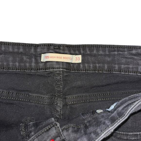 Levis 725 High Rise Bootcut Gray Black Denim Jeans Women’s 33 Western Cowgirl - Picture 6 of 11